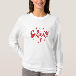T-shirt Croyez Noël vacances hiver long feuillage