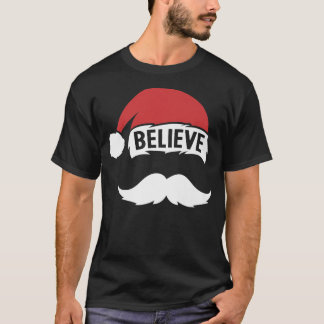 T-shirt Croyez Père Noël Casquette Blanc Moustache Famille