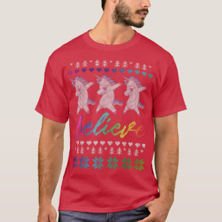 T-shirt Croyez Unicorn Dabbing Ugly Unicorn Christmas Swe