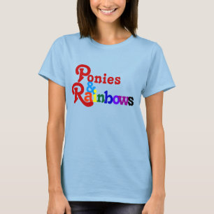 T-shirt Cru de chemise de poneys et d'arcs-en-ciel