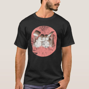 T-shirt Cru de Drumset de batteur le rétro bat du tambour