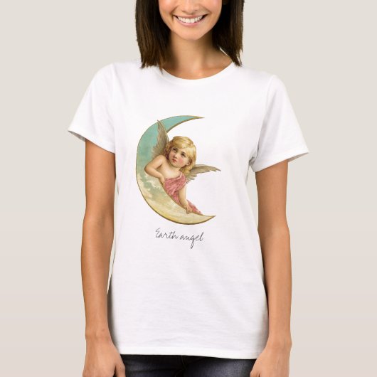 T-shirt Cru de fille de lune d'ange de la terre victorien (Devant)