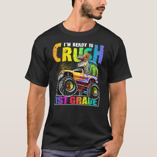 T-shirt Crush 1st Grade Dinosaur Monster Truck Back to Sch (Devant)