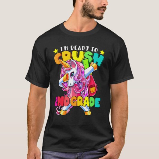 T-shirt Crush 2nd Grade Dabbing Unicorn Back To School Gir (Devant)