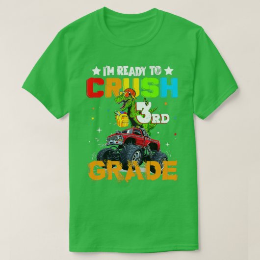 T-shirt Crush 3rd Grade Dinosaur Monster Truck (Design devant)