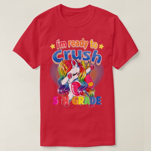 T-shirt Crush 5th Grade Unicorn Back to School Girls (Design devant)