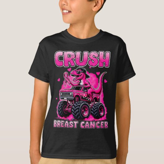 T-shirt Crush Breast Cancer Awareness T Rex Monster Truck (Devant)