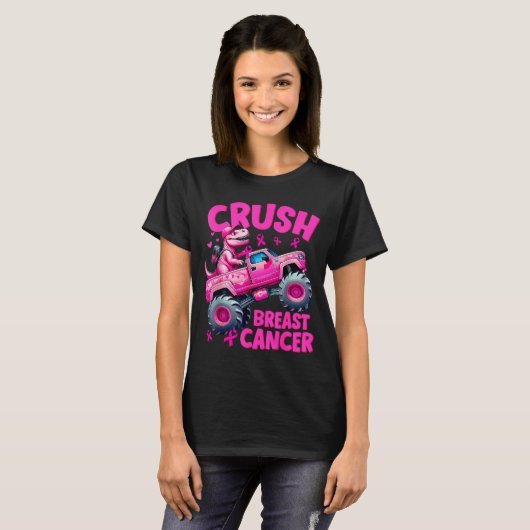 T-shirt Crush Breast Cancer Nk T-rex Dinosaur Monster Truc (Devant entier)