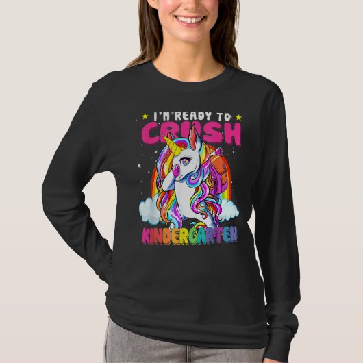 T-shirt Crush Kindergarten Dabbing Unicorn Back To School  (Devant)