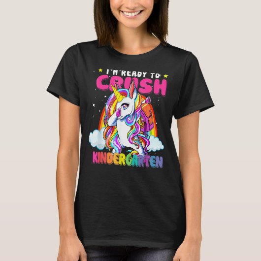 T-shirt Crush Kindergarten Dabbing Unicorn Back To School (Devant)