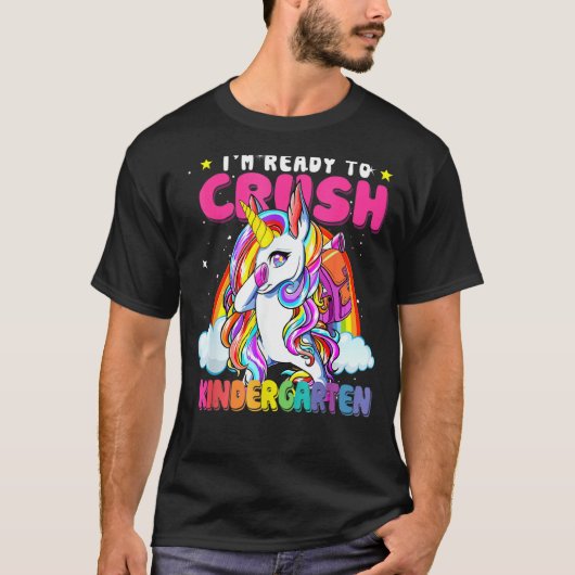 T-shirt Crush Kindergarten Dabbing Unicorn Back To School  (Devant)