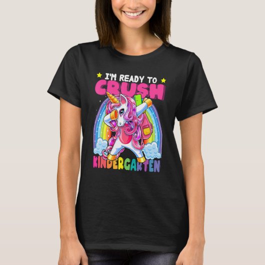 T-shirt Crush Kindergarten Dabbing Unicorne Retour À L'Éco (Devant)