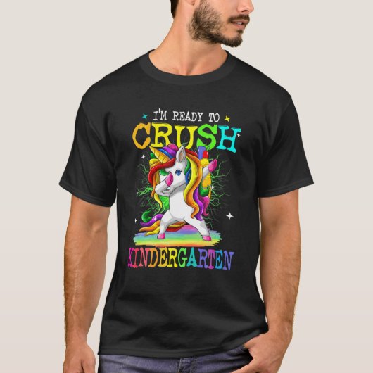 T-shirt Crush Kindergarten Dabbing Unicorne Retour À L'Éco (Devant)