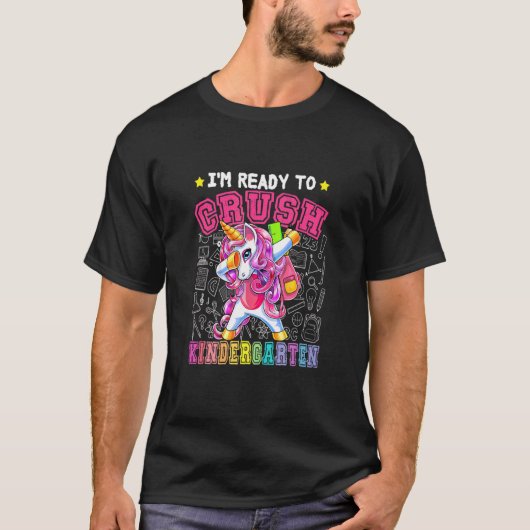 T-shirt Crush Kindergarten Dabbing Unicorne Retour À L'Éco (Devant)