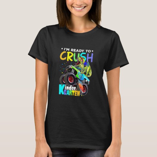 T-shirt Crush Kindergarten Dinosaur Monster Truck Retour À (Devant)