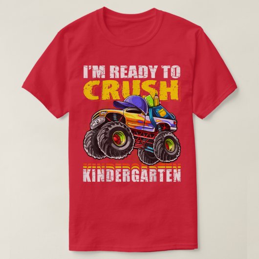 T-shirt Crush Kindergarten Monster Truck Backpack Retour à (Design devant)