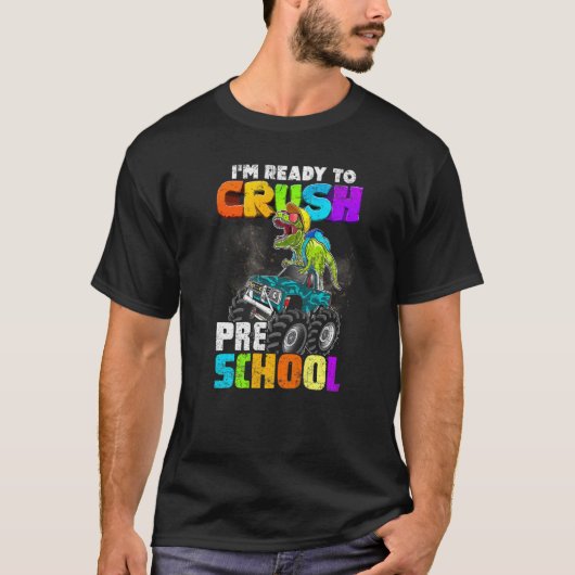T-shirt Crush Preschool Dinosaur Monster Truck Back to Sch (Devant)