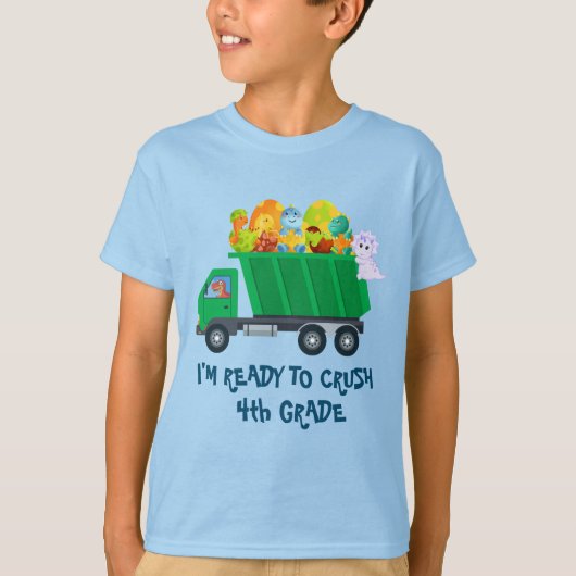 T-shirt Crush Xth Grade Funny dinosaure camion poubelle à (Devant)