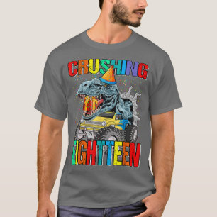 T-shirt Crusher Dix-Huit Anniversaire Monster Truck Dinosa