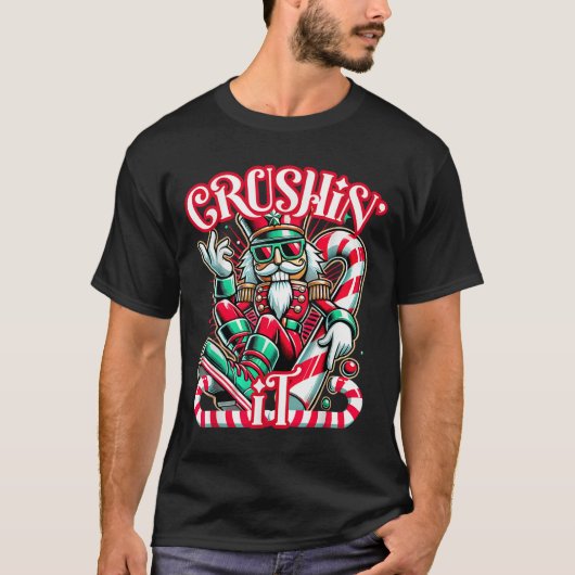 T-shirt Crushin' It Nutcracker Xmas Drôle Noël Hommes (Devant)