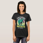 T-shirt Crushing 100 Days of School Dinosaur Rex Dino Boys (Devant entier)