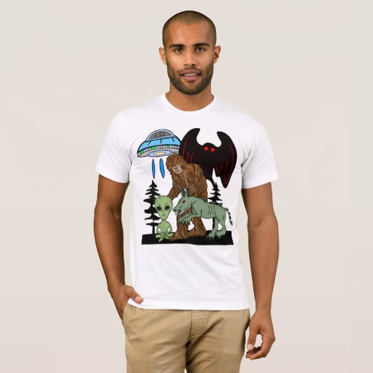 T-shirt Cryptid Big Foot Alien Mothman UFO Chupacabra (Devant entier)