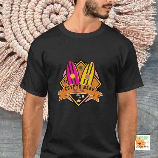 T-shirt CRYPTO BABY bébé avec nom et date de naissance