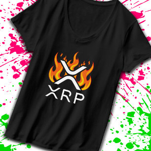 T-shirt Crypto-monnaie XRP Crypto Orange Flammes Feu Fondr