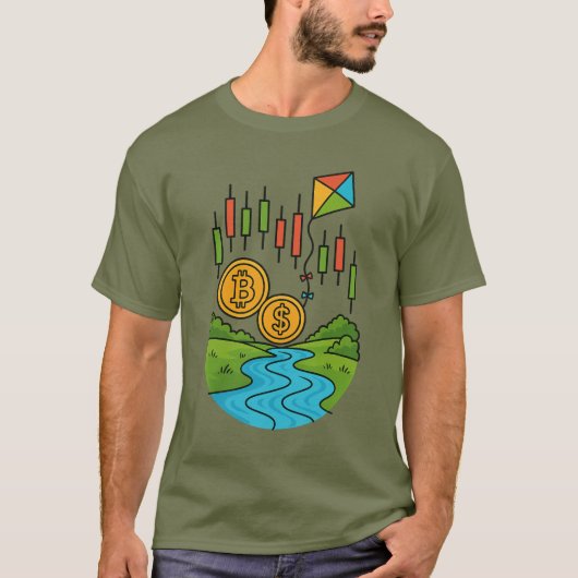 T-shirt Crypto Stocks Trading Flowing river (Devant)