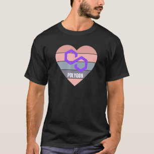 T-shirt Cryptocurité de coeur rose moderne en polygone