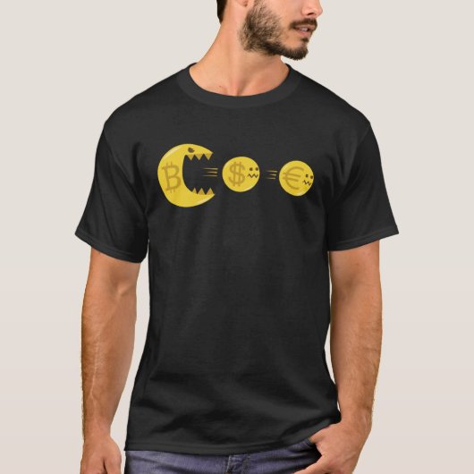 T-shirt Cryptocurrency Monster Dollar Euro Hunt (Devant)
