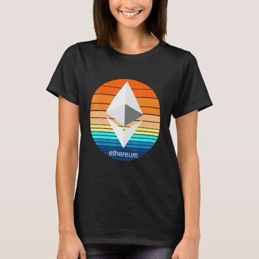 T-shirt Cryptomonnaie Ether Blockchain Etereum Retro Solei (Devant)