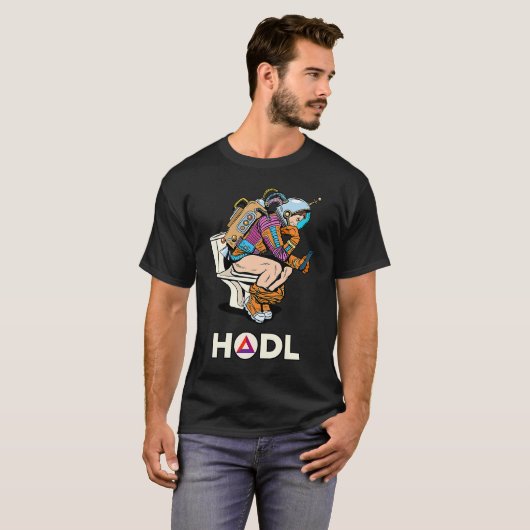 T-shirt Cryptomonnaie Talk BAT HODL Space Man On Toilette (Devant entier)
