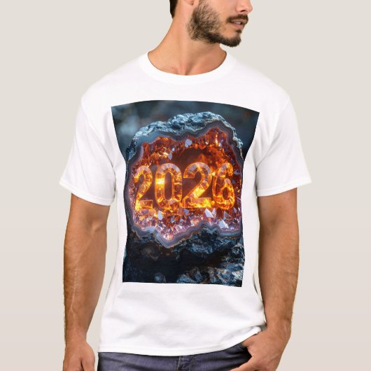 T-shirt Crystal Core 2026 – Fiery Digits in Geode Glow (Devant)