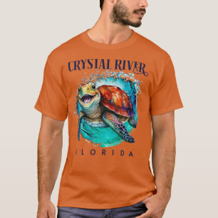 T-shirt Crystal River Florida Aquarelle Joyeuse tortue de 