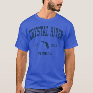 T-shirt Crystal River Floride FL Vintage Athlétique Navy S