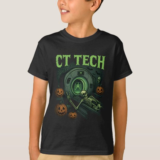 T-shirt Ct Tech Skeleton Drôle Halloween Mri Technicien Ra (Devant)