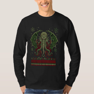 T-shirt Cthulhu Evil Squid Dieu Fun Fun Noël laid