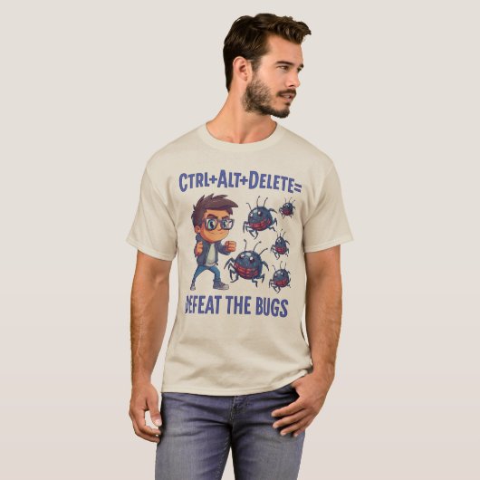 T-shirt Ctrl + Alt + Delete (Devant entier)
