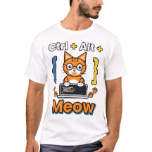 T-shirt Ctrl Alt Meow Chat Programmeur Code
