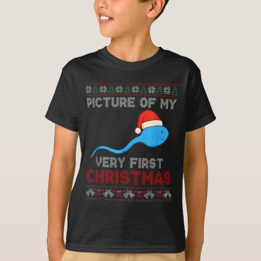 T-shirt Cture Of My Very First Christmas Joke Funny Xmas  (Devant)