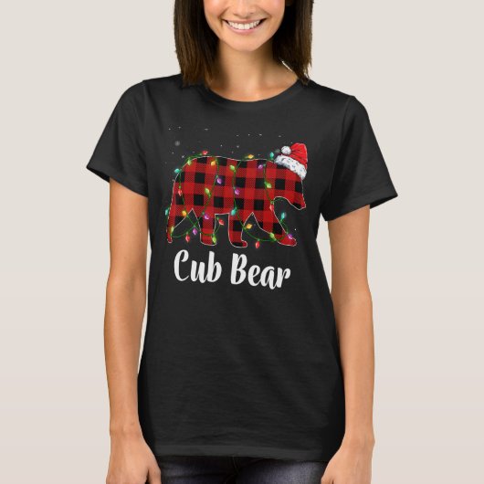 T-shirt Cub Bear Buffalo Rouge Plaid Correspondant Famille (Devant)