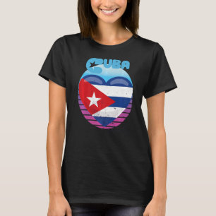 T-shirt Cuba Coeur Retro Havana City Caraïbes Drapeau cuba