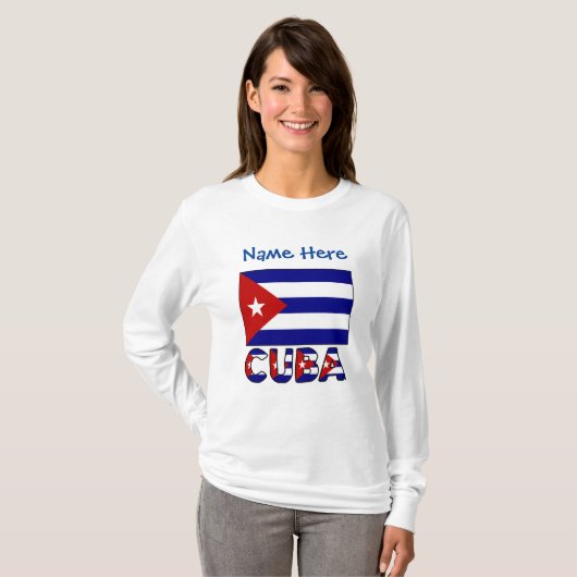 T-shirt Cuba et bleu foncé Drapeau cubain Personnalisation (Devant entier)