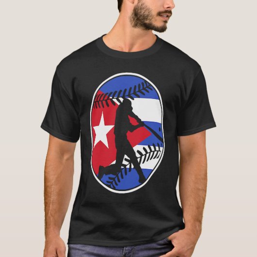 T-shirt Cuba Flag Baseball Hitter Cuban Flag (Devant)