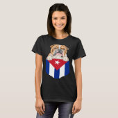 T-shirt Cuba Flag Bulldog Dog In Pocket (Devant entier)