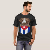T-shirt Cuba Flag German Wirehaired Pointer Dog In Pocket (Devant entier)