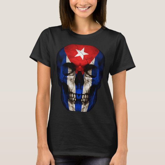 T-shirt Cuba Flag Skull Cuban Roots Proud Patriotic (Devant)