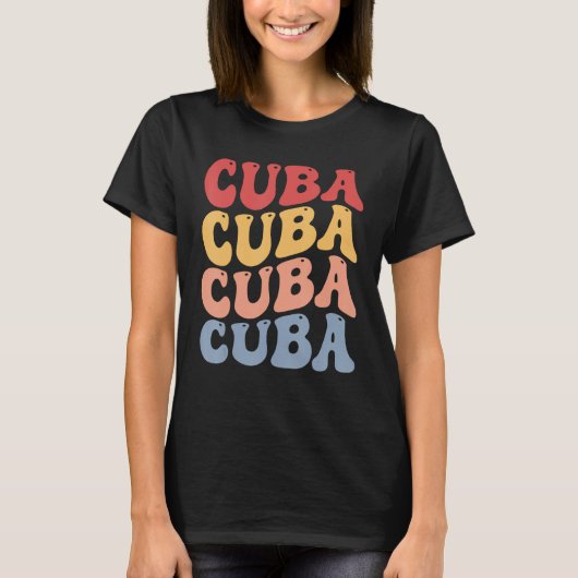 T-shirt Cuba Groovy Retro Cuban (Devant)