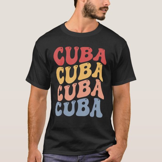 T-shirt Cuba Groovy Retro Cuban (Devant)